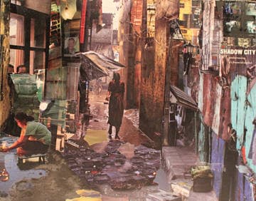 Hidden City, collage on canvas