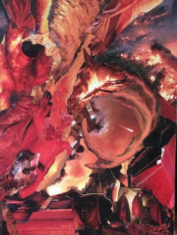 My Burning, collage on canvas