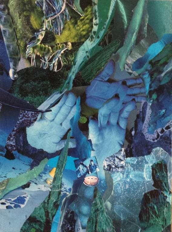 My Drowning, collage on canvas