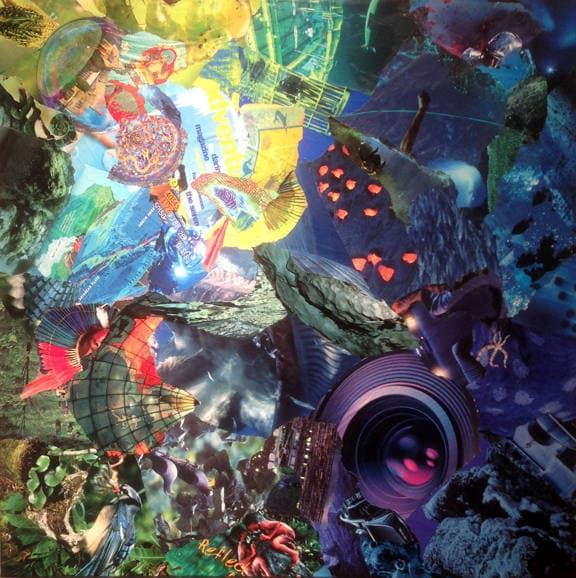 Water Goat, collage on canvas