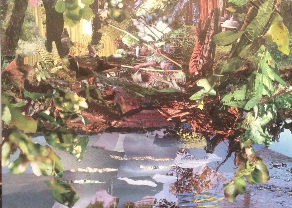 Water's Edge, collage on canvas