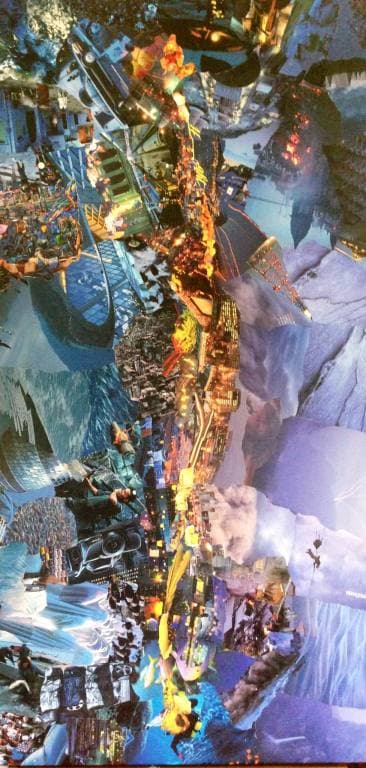 Carnival Lights, collage on canvas