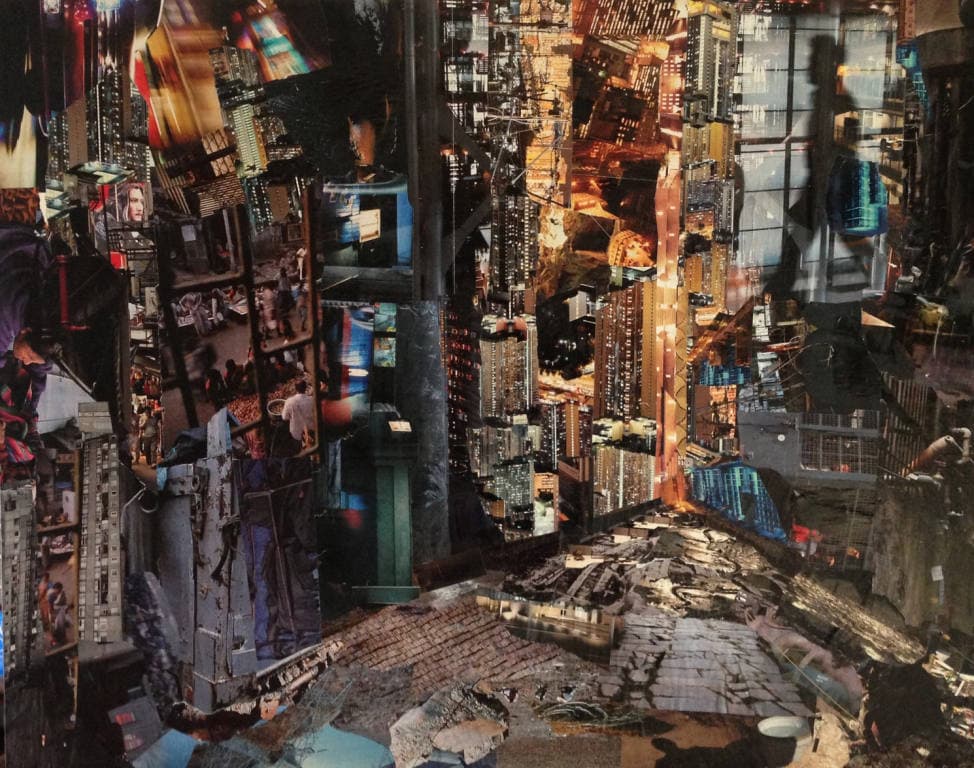City of Ambiguity, collage on canvas