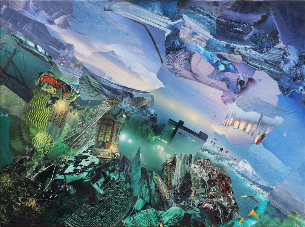 Creating Atlantis, collage on canvas