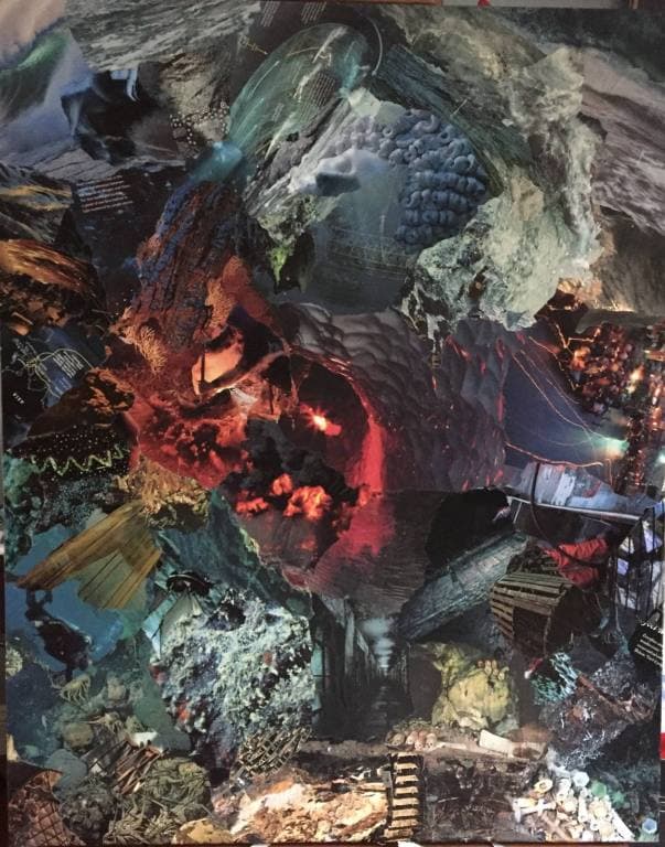 Ran's Revenge, collage on canvas