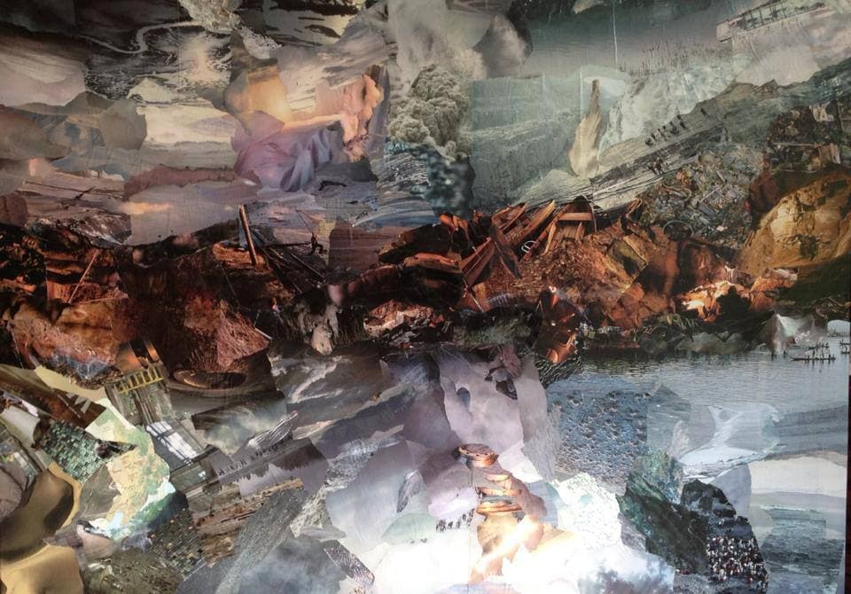 Reflection, collage on canvas