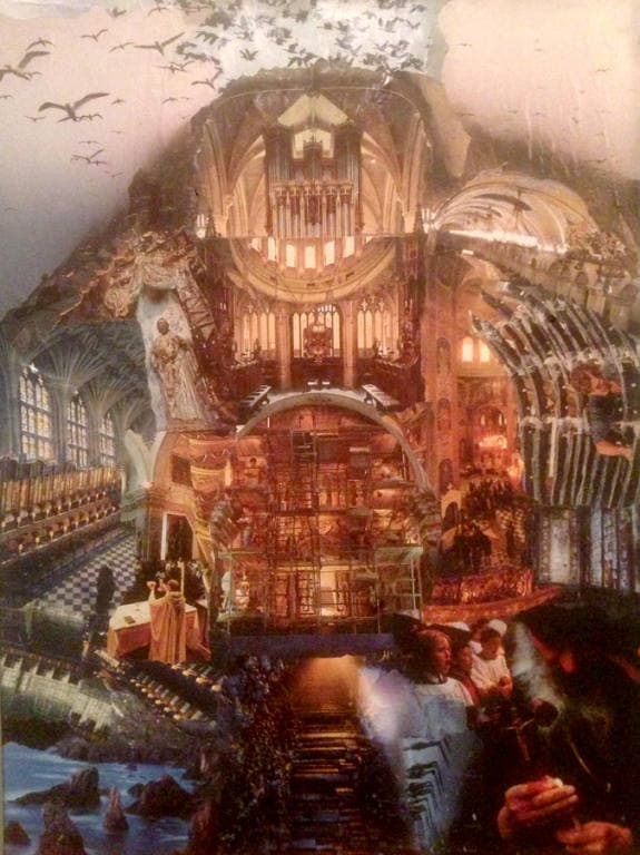 Take Me to Church, collage on canvas